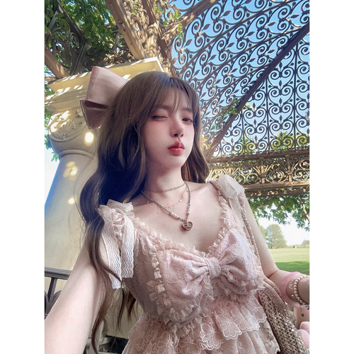 日系少女大蝴蝶蕾丝荷叶边娃娃衫