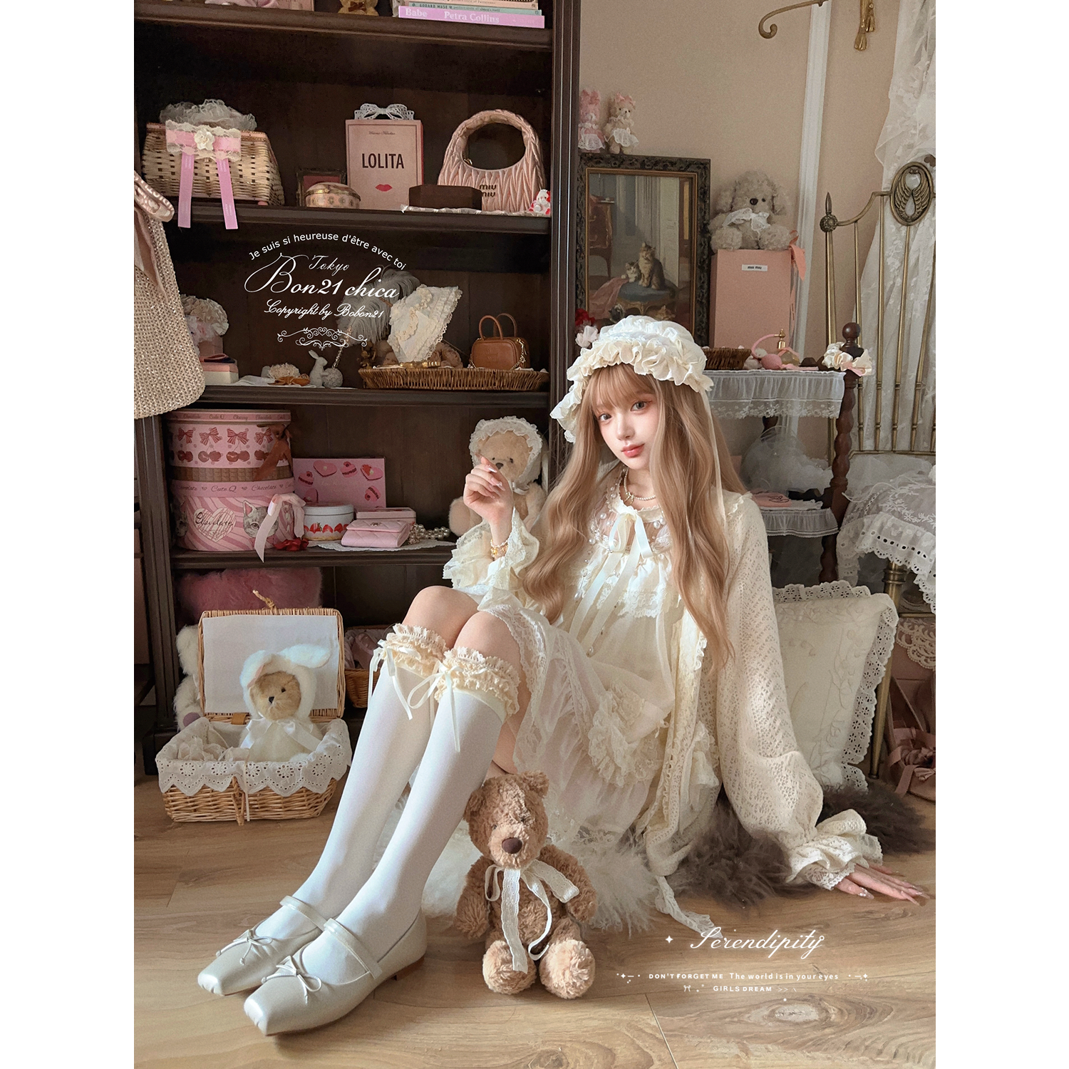 日系少女秋提花针织长款开衫披肩