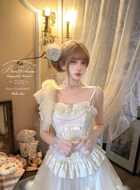 【2/4新9折】莉摩Bobon21绒雪天鹅古董礼服吊带连衣裙 围脖AD2457