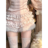 莉摩Bobon21蕾丝绒绒 B2452 保暖700克50%羊毛层层蕾丝毛绒短裤