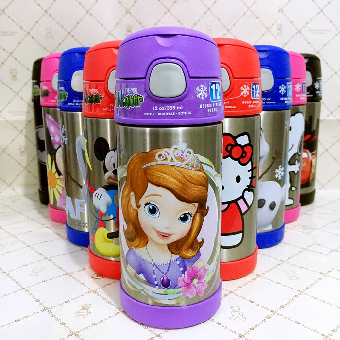 清仓美国Thermos 膳魔师保温保冷不锈钢吸管杯卡通款儿童学生水杯