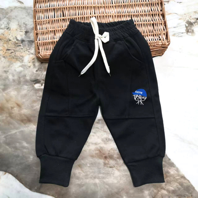 春秋季儿童运动裤黑色束脚卫裤男童女童抽绳休闲长裤宽松裤子176