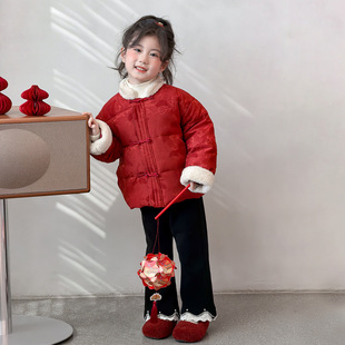 女童棉服2025新款国风女宝宝冬季拜年服儿童冬装中式棉袄夹棉外套