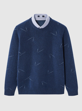 HL23171海系列男款翻领包芯纱针织衫毛衣毛衫假两件秋冬套头休闲