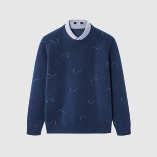 HL23171海系列男款翻领包芯纱针织衫毛衣毛衫假两件秋冬套头休闲