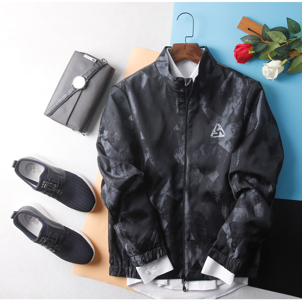 海系列HL35064男款春季薄夹克外套迷彩立领时尚休闲青年干练