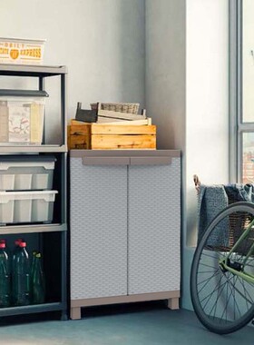 CR680仿藤编面斗柜进口塑料收纳轻便双门杂物阳台环保客厅小清新