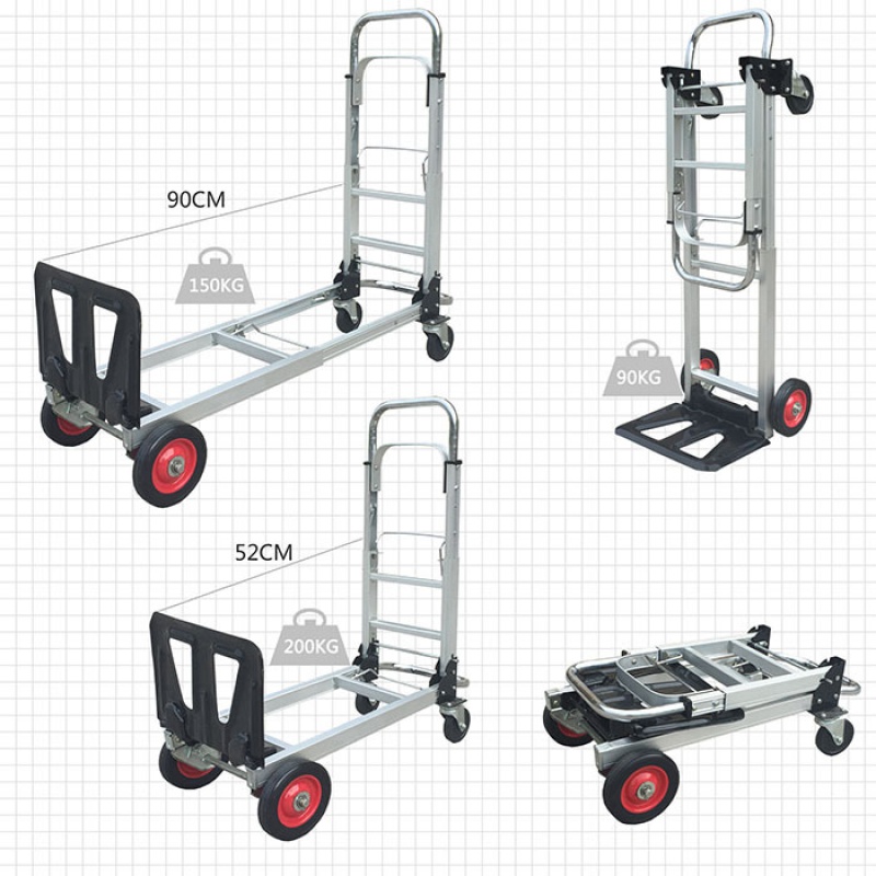 48全铝折叠搬运拉货车手推车四轮平板拉杆车物流快递载重车便携