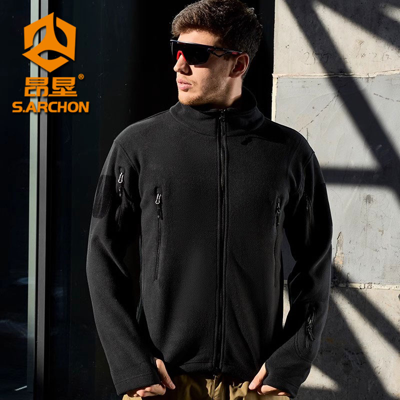 秋冬户外战术抓绒衣男双面摇粒绒开衫保暖外套御寒冲锋衣内胆加厚