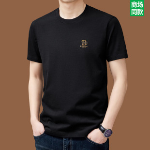 高端100%纯棉短袖t恤男2026夏季新款中青年圆领宽松透气休闲上衣