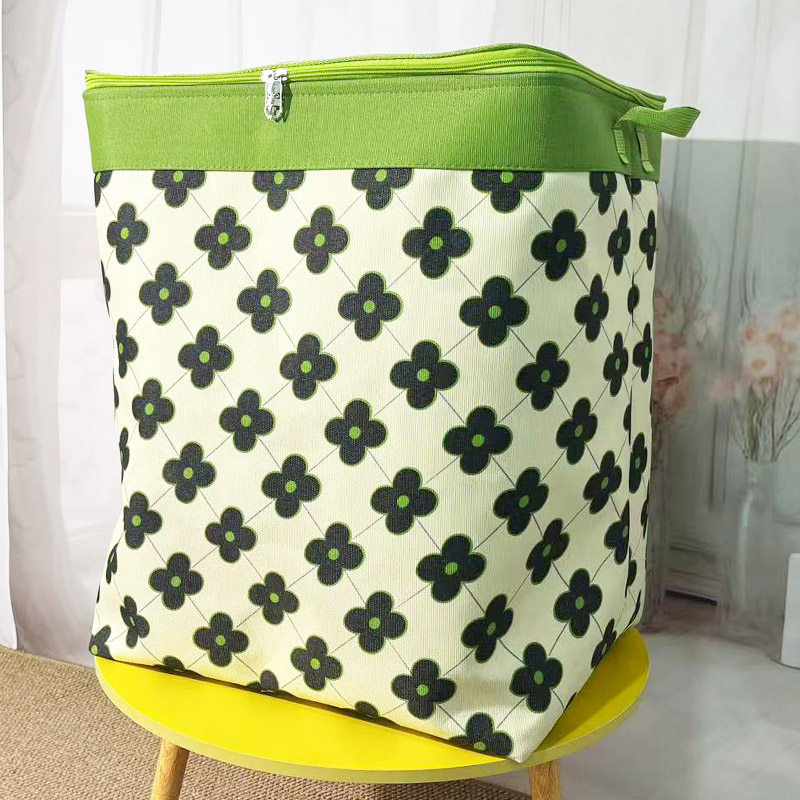 加厚大容量帆布防潮收纳箱带盖钢圈衣服被子收纳袋可折叠搬家储物