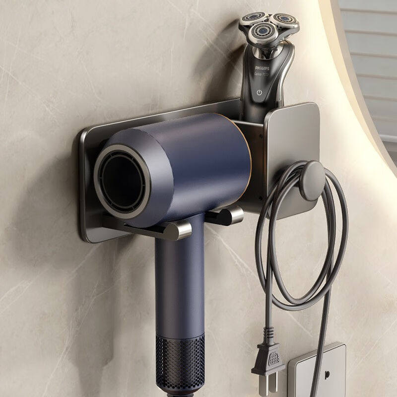 天地鱼吹风机置物架免打孔卫生间壁挂式徕芬电吹风支架浴室风筒收