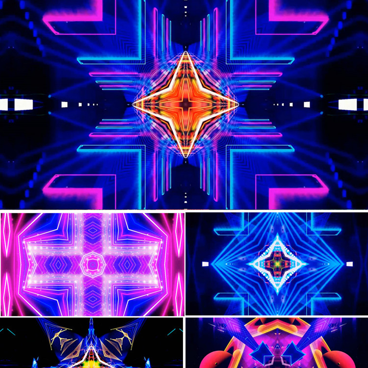 电音舞曲社会摇表演背景视频 动感节奏万花筒 年会开场 led视频