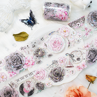 五宝文创贝壳光花花手帐胶带pet