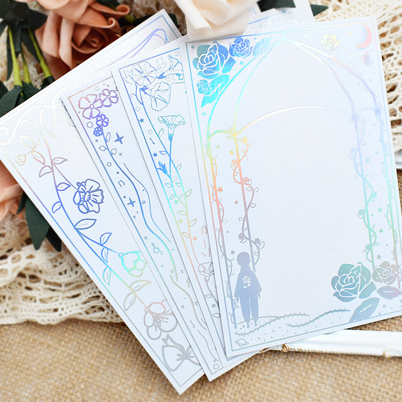 五宝文创pet镭射珠光透卡手账素材文艺卡手帐边框装饰拼贴小卡片