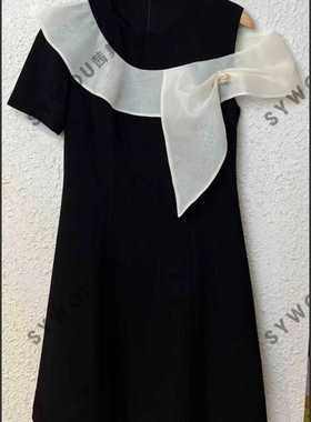 茜舞黑色高端精致连衣裙子女装夏季2024年新款爆款气质243250