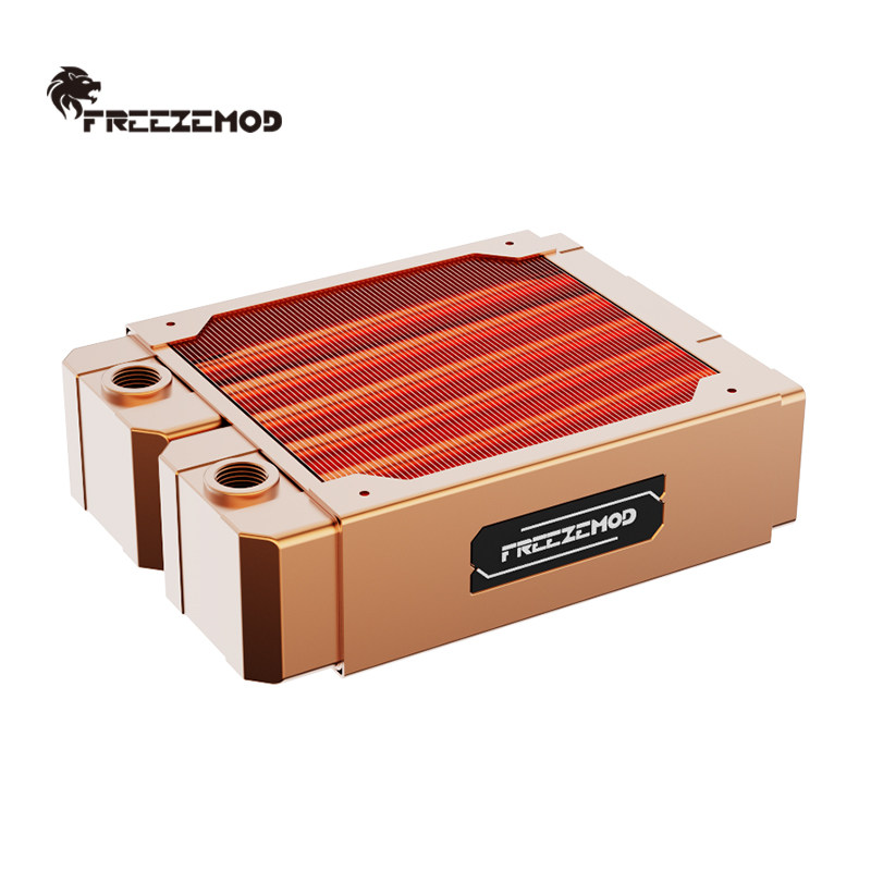 FREEZEMOD全紫铜水冷工业散热排7mm管TSRP-ZT-120SC螺纹双层45mm