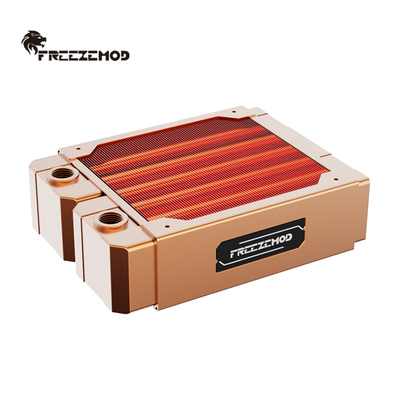 FREEZEMOD全紫铜水冷工业散热排7mm管TSRP-ZT-120SC螺纹双层45mm