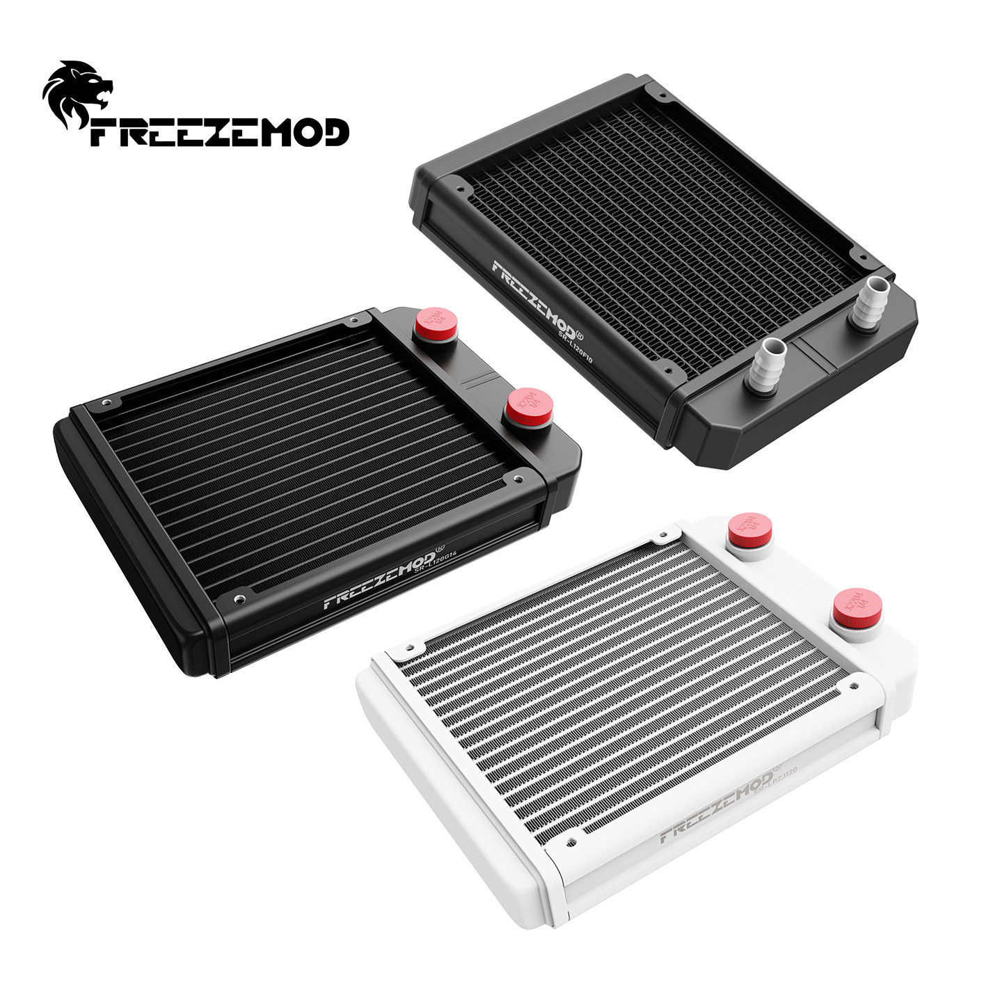 FREEZEMOD水冷铝散热器SR-L120螺纹口宝塔紧密17波峰翅片ROHS认证