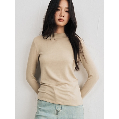 天丝醋酸羊毛打底衫女秋冬新款中领圆领上衣基础款内搭半高领T恤