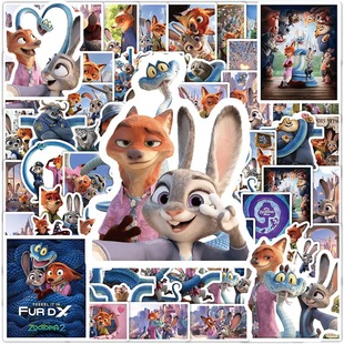 229张疯狂动物城2贴纸朱迪尼克周边人物男孩女孩可爱卡通动物动漫儿童手机壳小贴画粘贴迪士尼 防水不留胶