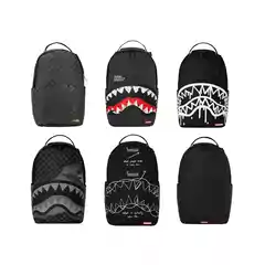 Sprayground Shark Mouth Black Series Popular Large Capacity Backpack for Men and Women Students for Casual Commuting