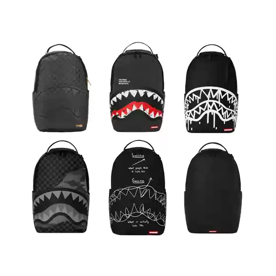 Sprayground Shark Mouth Black Series Popular Large Capacity Backpack for Men and Women Students for Casual Commuting