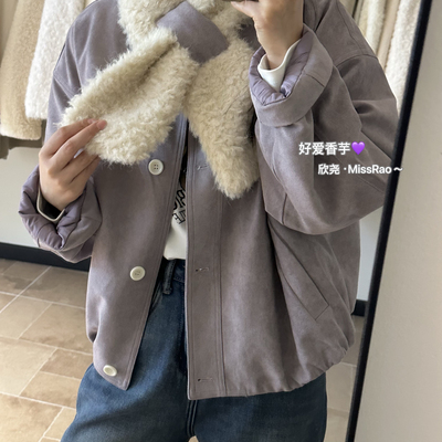 Miss Rao欣尧AOT-毛围脖氛围感外套超级推荐短外套(配围脖)60396