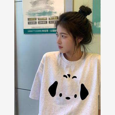 重磅纯棉白灰色美式复古