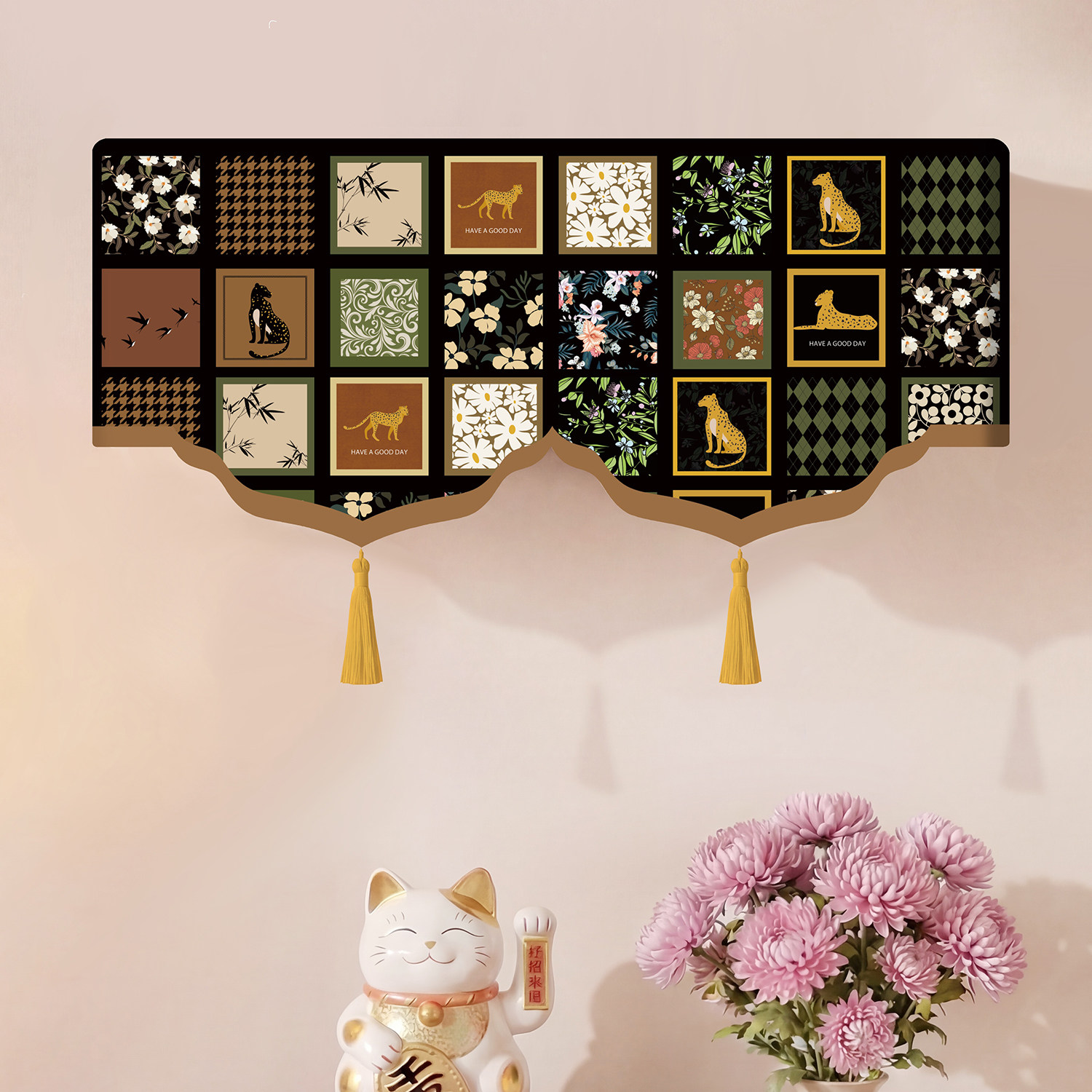 空调防尘罩开机不取防直吹高颜值轻奢挂机空调罩套挡风帘月子遮风