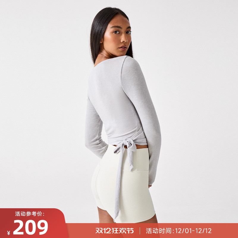 RESHAPE/重塑之路 绑带上衣美利奴羊毛打底衫运动长袖WrapUpWool