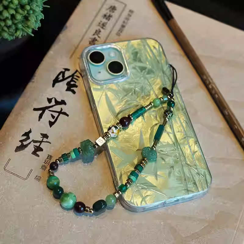 国风系列手机链新品天然石琉璃钥匙挂件防摔手机绳轻奢明星同款