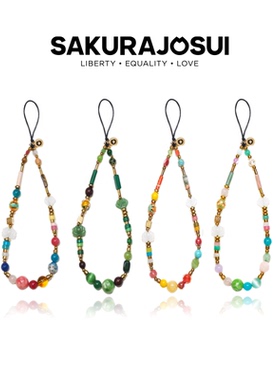 事业运水晶手机链绿色天然石手机挂绳高级感苹果手机壳挂链血檀木