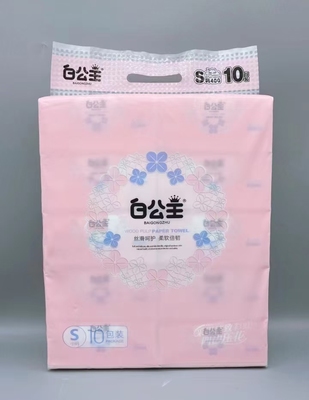 白公主抽纸粉柔韵系列m码10包20包四边压花可湿水柔软纸巾