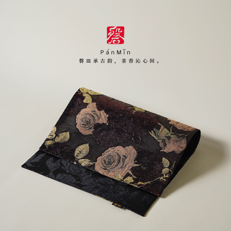 磐皿｜景德镇·熹语-浮雕玫瑰-双面茶席干泡茶席高档中式复古茶垫,居家布艺,茶席,淘宝优惠券,粉丝福利购,淘宝优惠卷