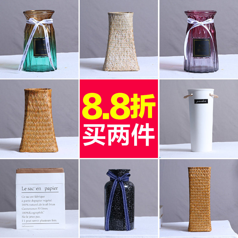 Dried flowers flower Glass vase transparent Straw Flower basket Flower pot Decoration a living room flower arrangement Northern Europe trumpet Home Furnishing decoratein the Home accessories , Vase/Flower/Artificial flowers/Imitation jewelry , Flower/Vase , Vase  category - from Buy2taobao.com to provide professional Taobao agent buy service