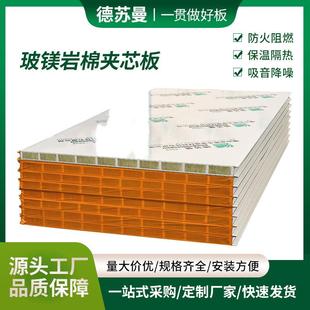 50mm玻镁岩棉彩钢板防火净化板岩棉夹芯板实验室高强度隔墙板