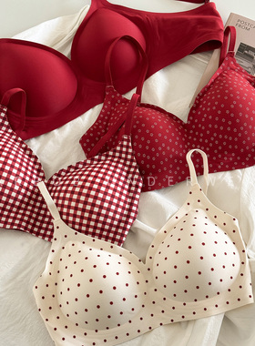 红色内衣2026好运马年本命年小胸无痕防下垂舒适聚陇结婚新年胸罩