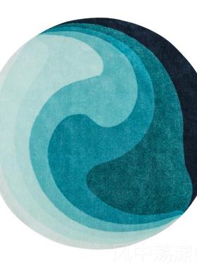 正品周末派绿色轻奢风地毯现客简约圆桌形地级垫ins卧室床边厅书