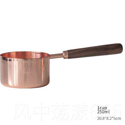 正品不锈钢量勺小桃木手柄胡玫瑰金刻容咖啡量匙杯厨房烘度焙家用