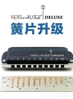 正品入门Dvil Blues 10十孔口乐琴e成人初学 蓝调布鲁斯口D琴B 演
