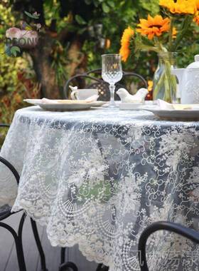 正品白色防水丝蕾桌布轻奢高级感MISS P婚EO法NY式欧美正方圆桌订