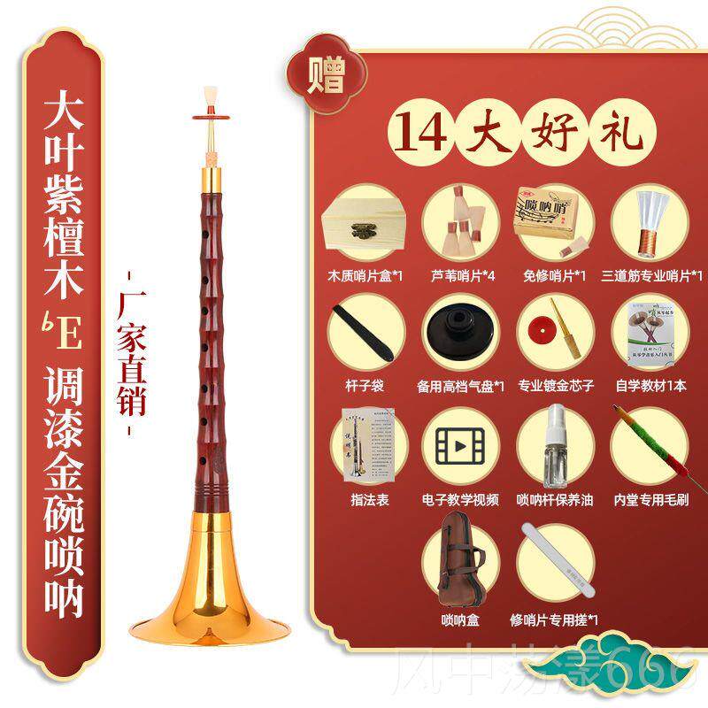 正品唢全呐乐器初学业者套大叶紫檀木D大调专专业民间喇叭演奏喇
