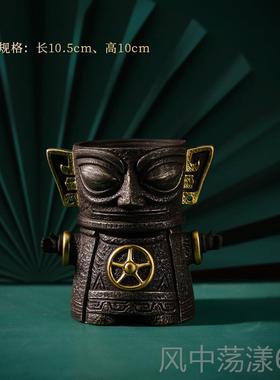 正品三星堆文创筒收纳笔桶厅茶室办公室桌客面多功能意收纳摆件创