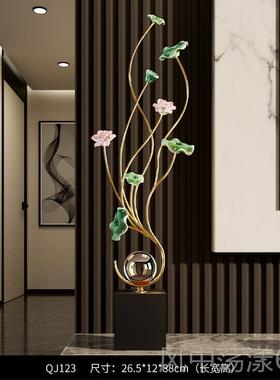 正品中式玄关装摆件高级感小众新客厅电视柜展示酒柜装饰饰品荷花