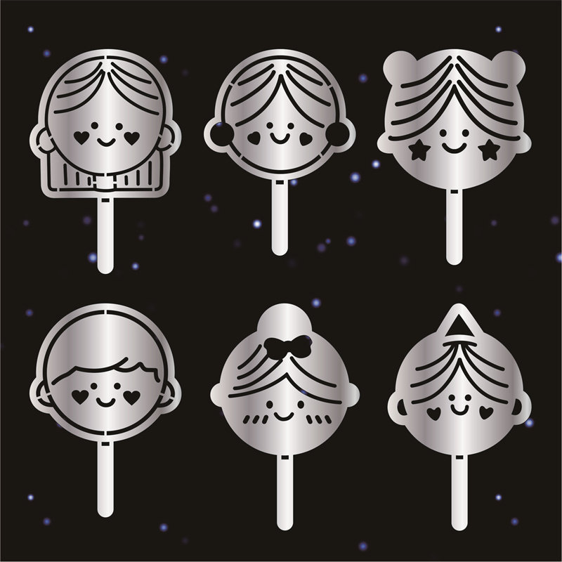 儿童节幼儿男孩女孩娃娃脸韩式卡通提拉米苏镂空撒粉印花模具