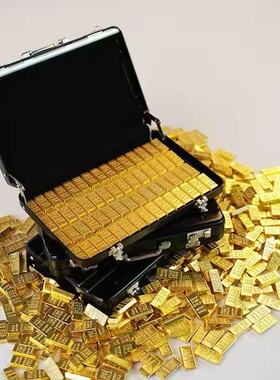 仿真铝合金仿金小金条手提箱摆件