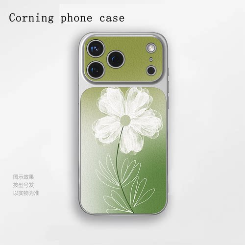 清晰小白花朵苹果iPhone17小羊皮手机保护壳适用于小米17一加Ace5至尊版华为Nova15OPPOfindx9proIQOO