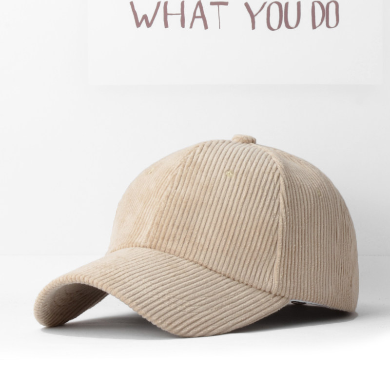 帽子女秋冬时尚百搭日系潮灯芯绒棒球帽黑色休闲鸭舌帽男网红同款