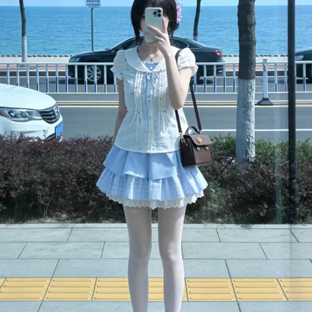 海屿风铃甜美碎花假两件
